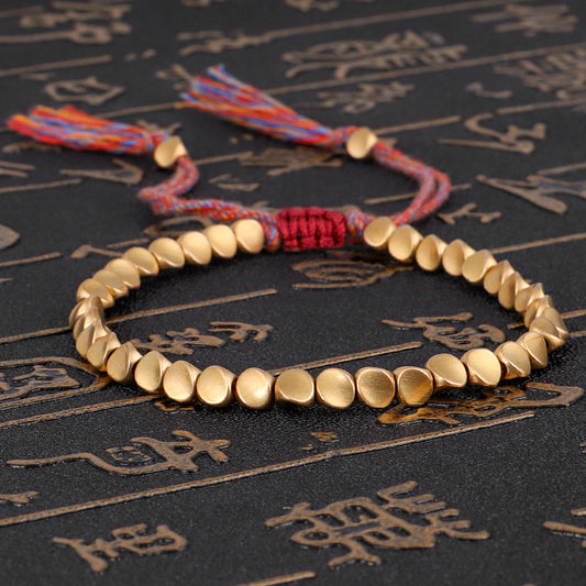 Handmade Tibetan Copper Beads Bracelet - Promoting Healing, Strength, and Protection