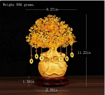 Yellow Citrine Money Tree Wine Cabinet Decoration Home Living Room Wealth Feng Shui Lucky Tree Creative Business Opening Gift.