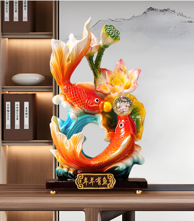 Carp Leaping over the Dragon Gate Ornament – Office, Living Room, Wine Cabinet, TV Cabinet Decoration, New Home Housewarming Gift for Friends.