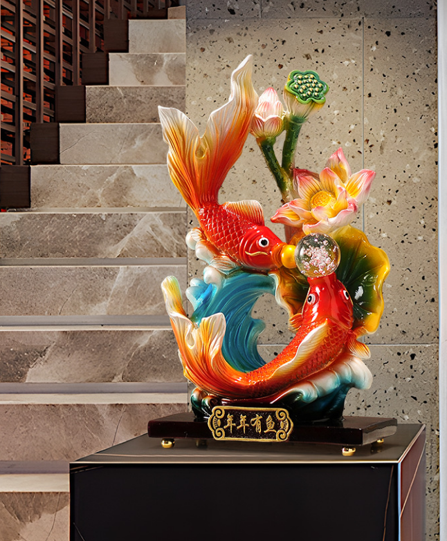 Carp Leaping over the Dragon Gate Ornament – Office, Living Room, Wine Cabinet, TV Cabinet Decoration, New Home Housewarming Gift for Friends.