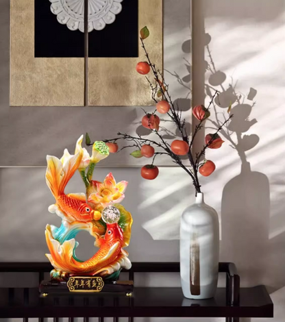 Carp Leaping over the Dragon Gate Ornament – Office, Living Room, Wine Cabinet, TV Cabinet Decoration, New Home Housewarming Gift for Friends.