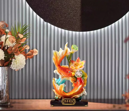 Carp Leaping over the Dragon Gate Ornament – Office, Living Room, Wine Cabinet, TV Cabinet Decoration, New Home Housewarming Gift for Friends.