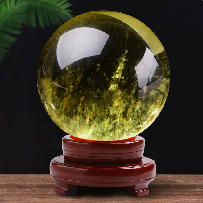 Natural Yellow Crystal Ball Ornament for Business Opening, Gift, Home Decoration, Living Room Craftsmanship Piece