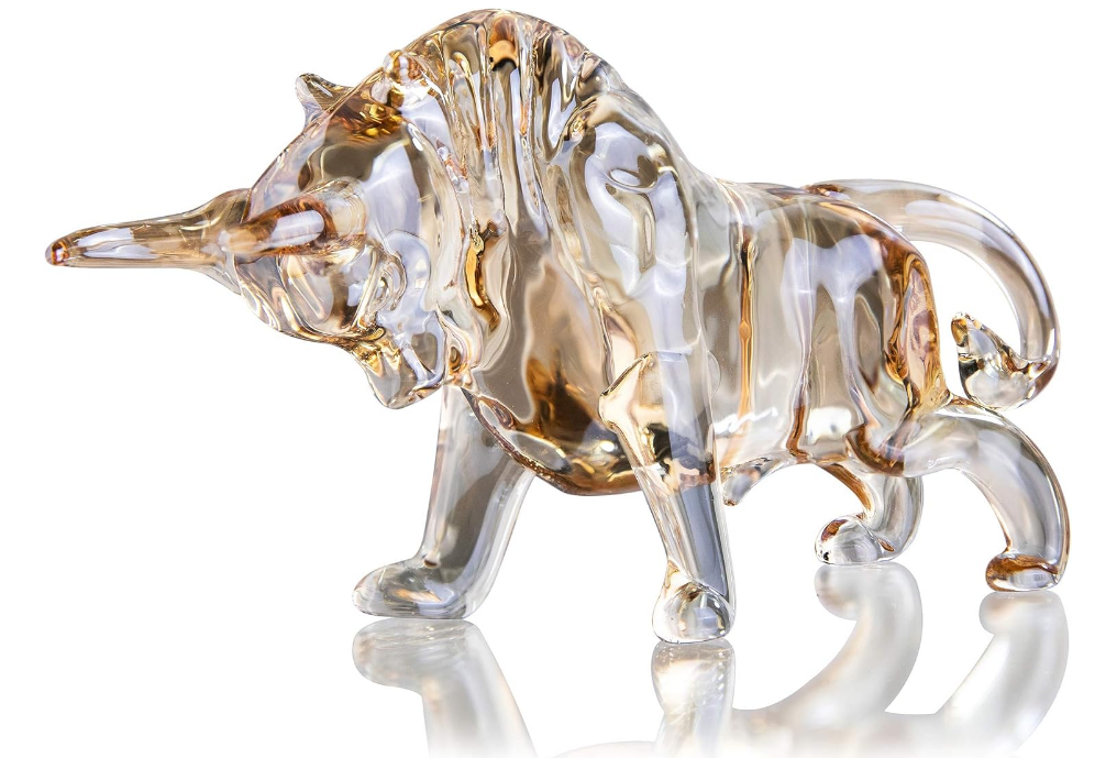 Crystal Glass Bull Mascot Desk Ornament for Study Room Simple and Creative