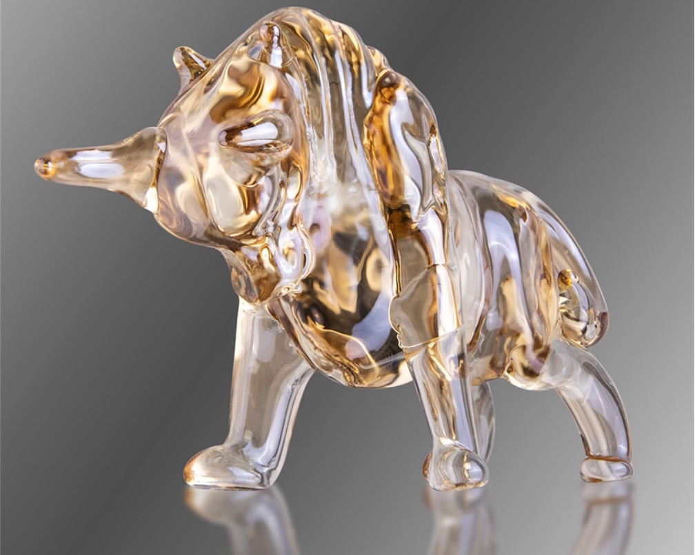 Crystal Glass Bull Mascot Desk Ornament for Study Room Simple and Creative