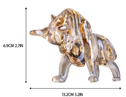 Crystal Glass Bull Mascot Desk Ornament for Study Room Simple and Creative