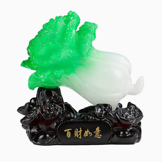 Fortune and Prosperity Jade Cabbage Decoration for Living Room Entryway TV Cabinet or Office Decor