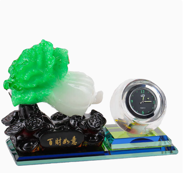 Fortune and Prosperity Jade Cabbage Decoration for Living Room Entryway TV Cabinet or Office Decor