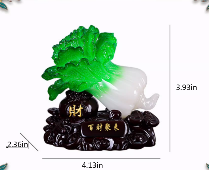 Fortune and Prosperity Jade Cabbage Decoration for Living Room Entryway TV Cabinet or Office Decor